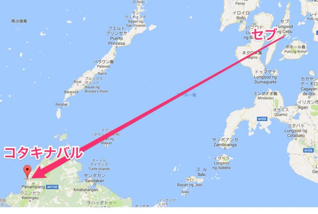 コタキナバルとセブ位置関係